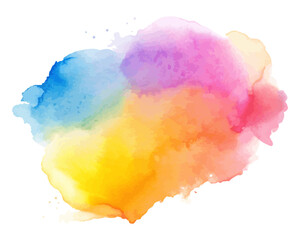 Colorful Watercolor Brush Strokes and Paint Splashes Isolated on White