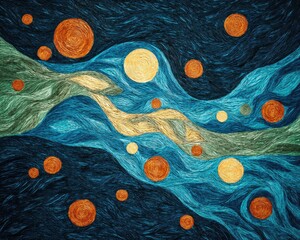 Abstract Flowing Design With Circles And Waves