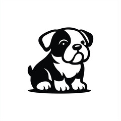 Cute Cartoon Bulldog Puppy Vector Illustration