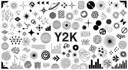 Minimalist Lineart Y2K Geometric Graphic Element Trendy Shapes Collection