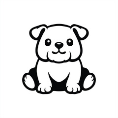 Cute Cartoon Bulldog Puppy Vector Illustration