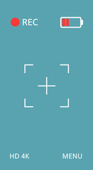 Minimalist Camcorder Interface Screen with Battery Indicator and Focus Crosshair