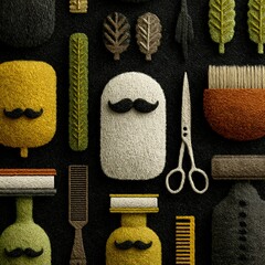 Wooden comb and shaving razor design high resolution picture