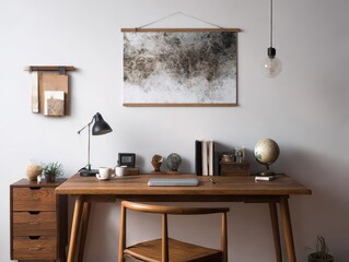 Minimalist Home Office with Wooden Furniture