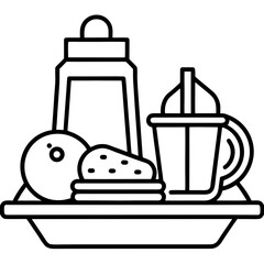 Minimalist Breakfast on Table Icon Clean Line Art Vector for Kitchen & Food Design
