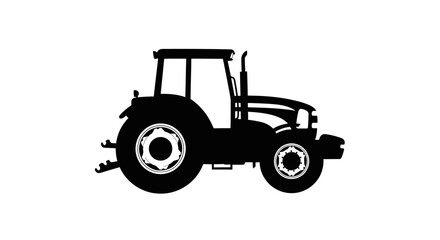 Silhouette of a Modern Farm Tractor.