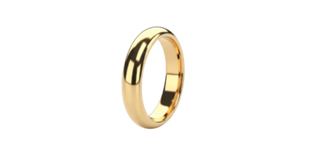 Simple gold wedding ring isolated on transparent background