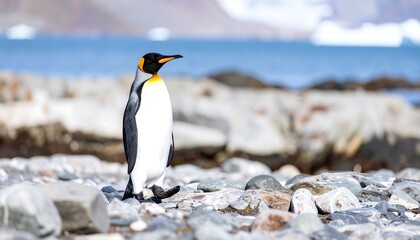 Fototapeta premium King Penguin on a rocky shore