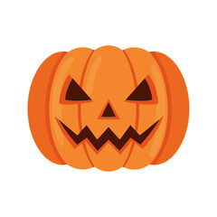 Carved Halloween Pumpkin with Glaring Eyes and Grin