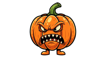 Angry jack o lantern halloween character isolated on transparent background