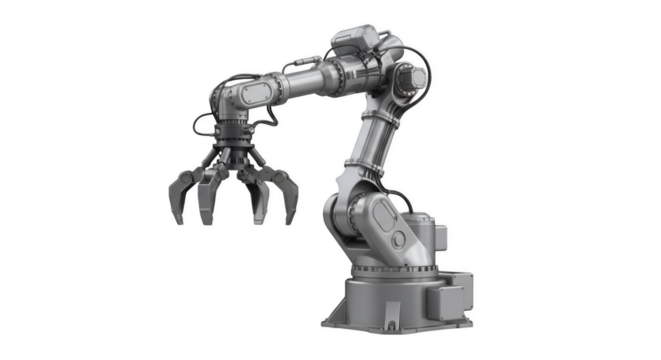 Industrial Automation: A detailed view of a robotic arm, an emblem of automation and industrial innovation. This image evokes themes of futuristic technology, manufacturing, and process efficiency.