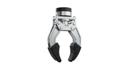 Mechanical Gripper: A high-angle shot showcases a close-up of a metallic mechanical gripper, meticulously crafted and ready for industry applications.