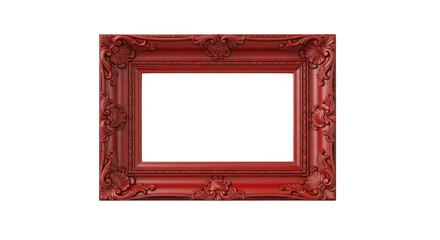 Ornate red picture frame isolated on transparent background