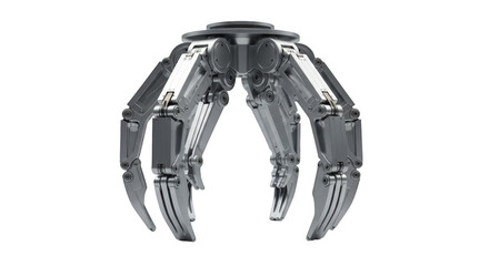 Robotic Claw: A close-up, photorealistic depiction of a futuristic robotic claw, featuring gleaming metallic components and intricate mechanical design.