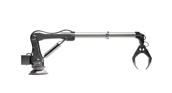 Mechanical Arm: A detailed and precise illustration showcasing a mechanical arm, depicting advanced engineering and technological innovation, a testament to the power of automated robotics