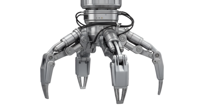 Robotic Gripper Arm: A close-up view of a state-of-the-art robotic gripper arm. Its intricate metallic design and powerful functionality highlight the precision and potential of automation