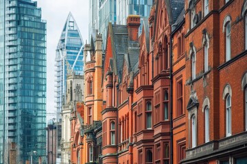 A row of red brick buildings