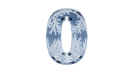 Frozen number zero isolated on transparent background
