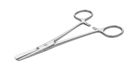 Surgical Forceps: A detailed, high-angle studio shot showcases a surgical forceps, precision-engineered for medical procedures. The metallic gleam of the instrument against the background.