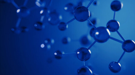 An abstract representation of a molecular structure in cool blue tones, illustrating scientific beauty.
