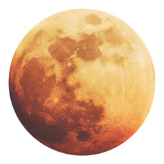 Naklejka premium A full moon with a vibrant orange hue, showcasing its craters and surface details.