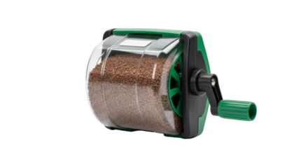 Seeder with Seeds: A close-up shot of a handheld seeder, filled with seeds. The device stands as a symbol of growth and nurture, ideal for eco-conscious gardening and agricultural endeavors.