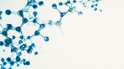 An abstract representation of a molecular structure in cool blue tones, illustrating scientific beauty.
