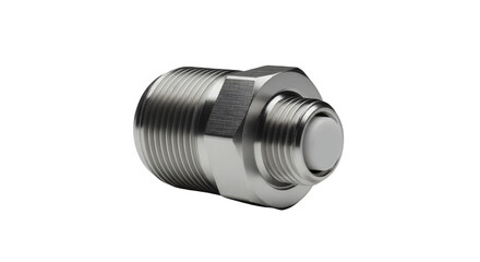 Industrial Connector: A close-up studio shot of a robust industrial connector. With metallic textures and precise threading.