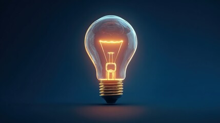 Glowing Light Bulb on Dark Background