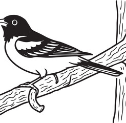 Perched Elegance- A Minimalist Bird on Branch Silhouette