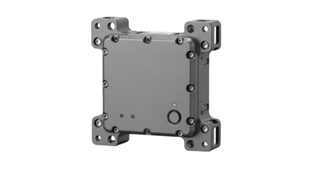 Industrial Component: A modern and minimalist depiction of a metallic industrial component. With intricate detailing and a sleek finish.