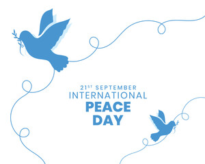 21st september world peace day poster with dove bird in papercut style