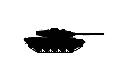 Black silhouette of a military main battle tank with a long barrel and tracks.