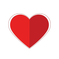 Red Heart Shape with White Outline, Isolated.