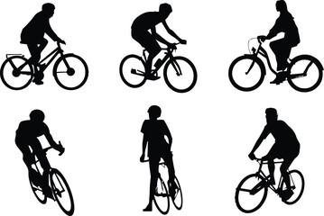 Cyclist silhouette vector illustration of a person riding a bicycle
