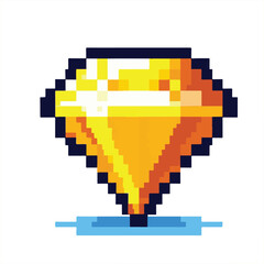 Golden pixel art diamond, a brilliant digital symbol of value. Crafted with a charming retro game aesthetic, it represents treasure, achievement, and coveted rewards