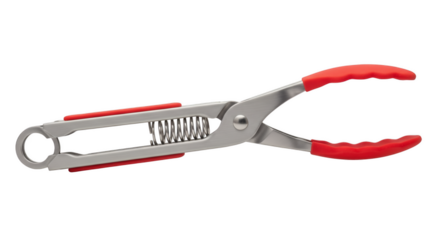 Stainless Steel Pliers with Red Handles: A close-up shot of sleek stainless steel pliers featuring vibrant red handles, showcasing precision and functionality in a striking display.