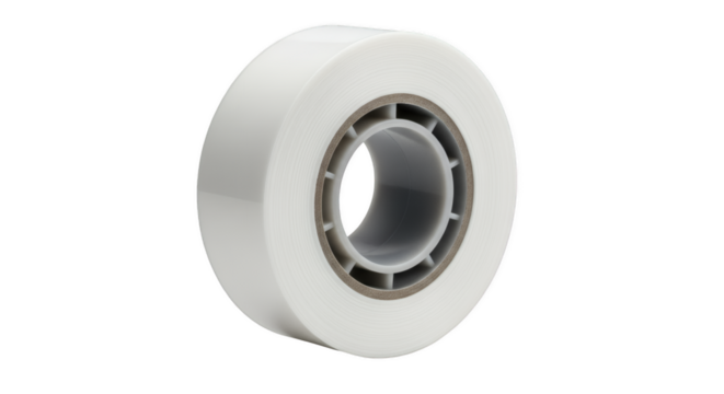 Roll of Industrial Tape: A clean studio shot of a roll of industrial tape, the sturdy adhesive promises to bind and secure, the utilitarian object ready for task.