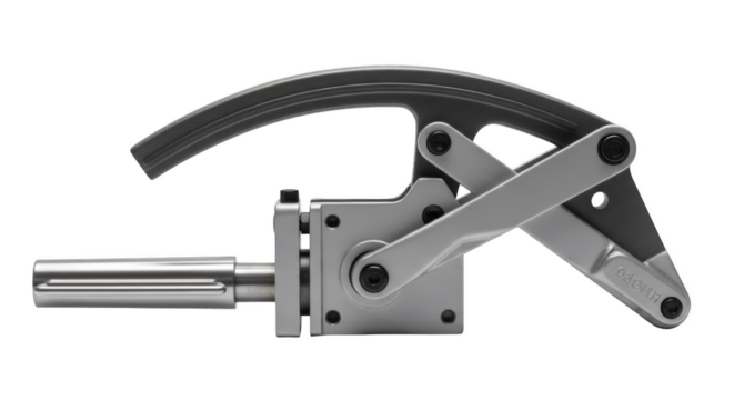 Precision Engineering: A close-up perspective on the sophisticated intricacies of engineered metallic mechanisms. It showcases a harmonious blend of sleek geometry, robust mechanics.