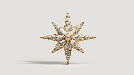 and keywords for the image

 Eight-Pointed Star Diamond Brooch
