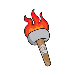 The Torch fire in the cute drawing in the cool flat concept drawing in the templete for illustration in the vector .