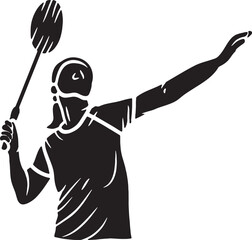 Badminton Player Silhouette Performing Powerful Smash Shot