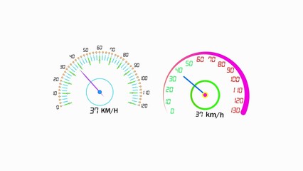 Naklejka premium Speedometer measuring speed in kilometers per hour of drive. speedometer displays high power