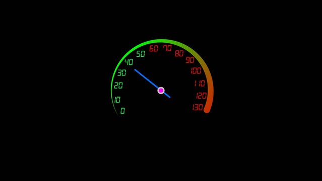 Speedometer measuring speed in kilometers per hour of drive. speedometer displays high power