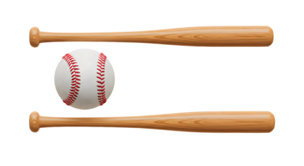 SPORT - Baseball bats and ball isolated on white background, sports equipment for baseball games and training