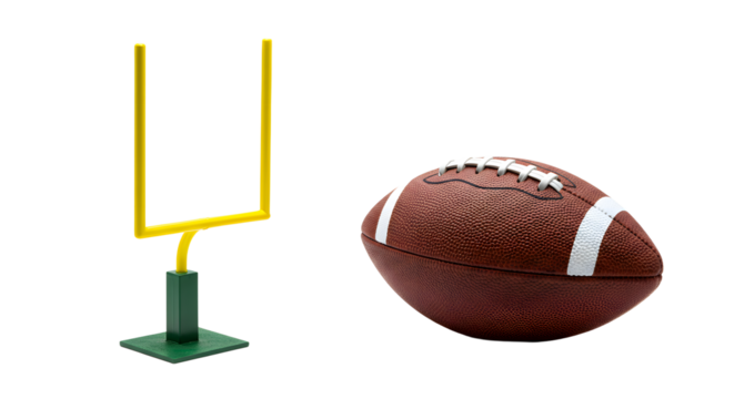 SPORT - American football with goalpost isolated on white background, perfect for sports and game presentation