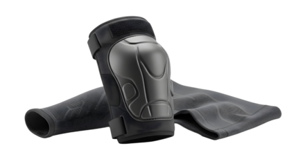 SPORT - Black knee pads with elastic straps for sports protection and injury prevention, ideal for skateboarding and cycling