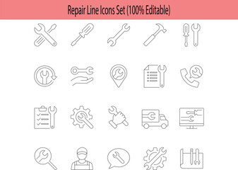 Collection of hand drawn line art icons representing business and technology concepts