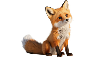 Obraz premium Adorable fox cub sitting sweetly with a curious, playful expression