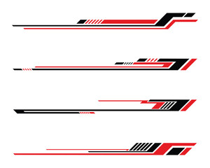 Set of abstract geometric racing stripes stickers
